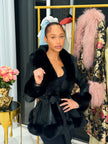 Noir Luxe Fur Belted Coat